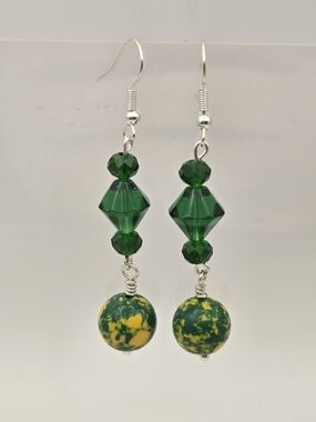 Green & Yellow Bead Drop Earrings - Women Jewelry